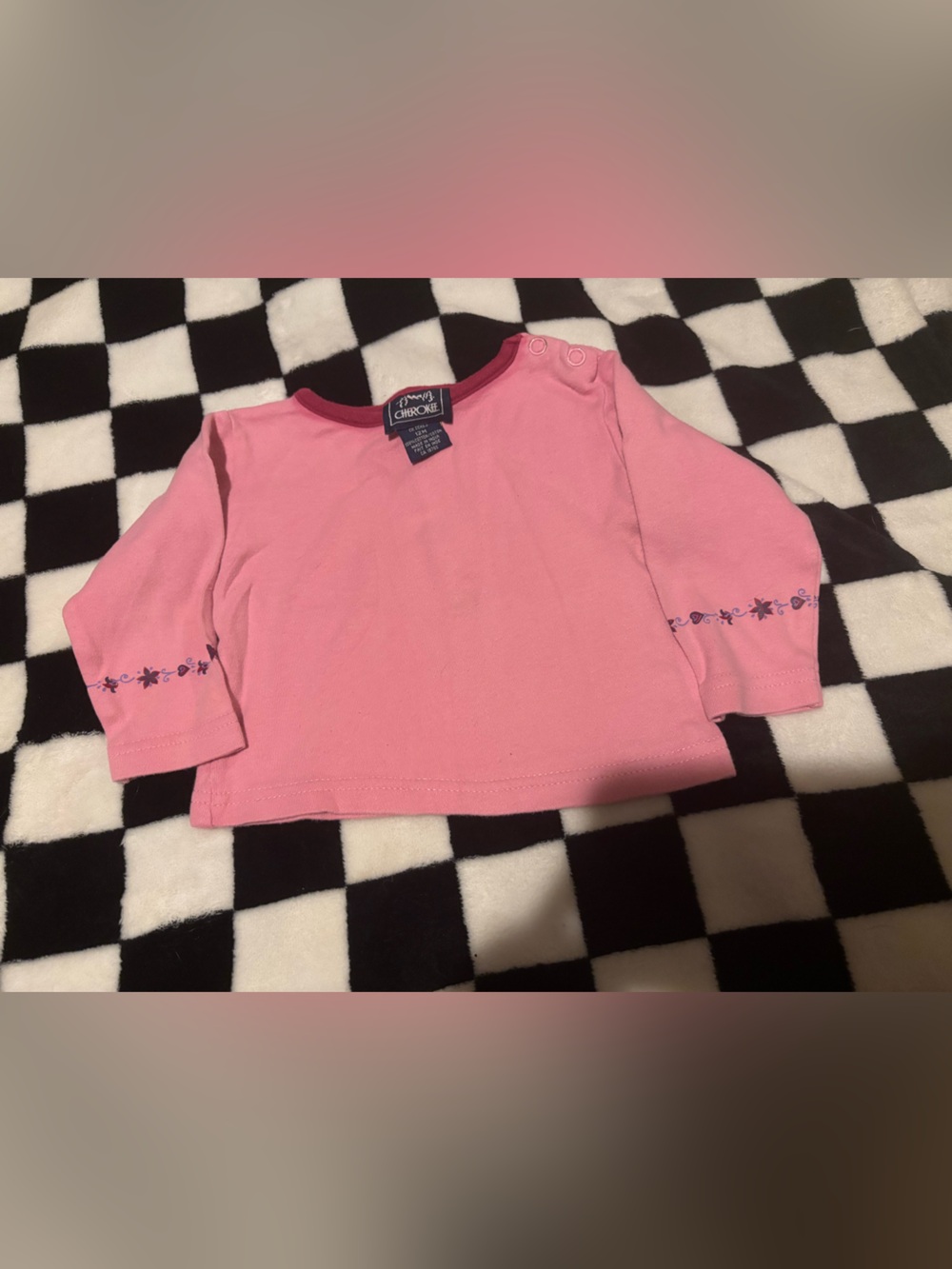 12 month vintage pink with flower Cherokee long sleeve